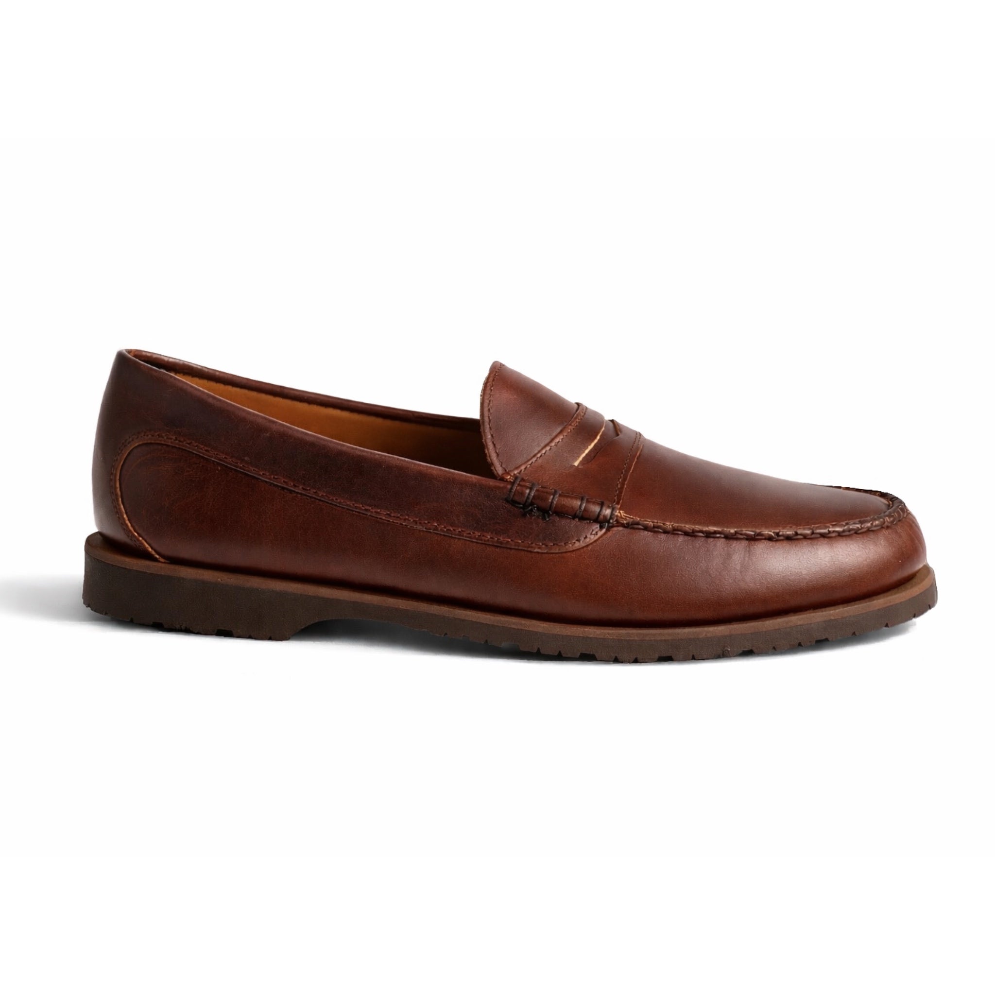 Quoddy men's Rover Penny loafer in brown leather