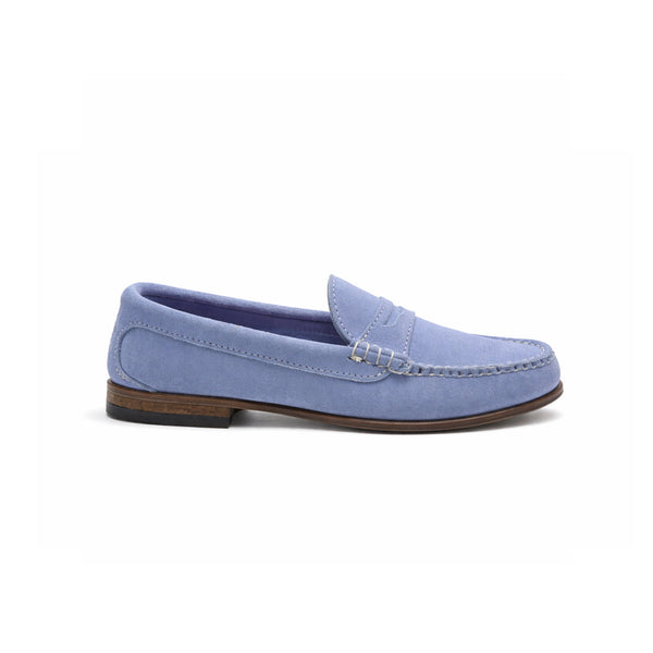 KKB Penny Loafer: Light Blue Pastel Suede | Handmade in Maine Quoddy.com KKB Penny Loafer: Light Blue Pastel Suede | Handmade in Maine Quoddy.com