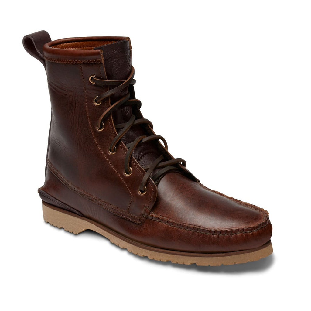 Men’s Grizzly Boot Made to Order, moccasin construction, multiple leather, hardware, lace and sole options. Quoddy