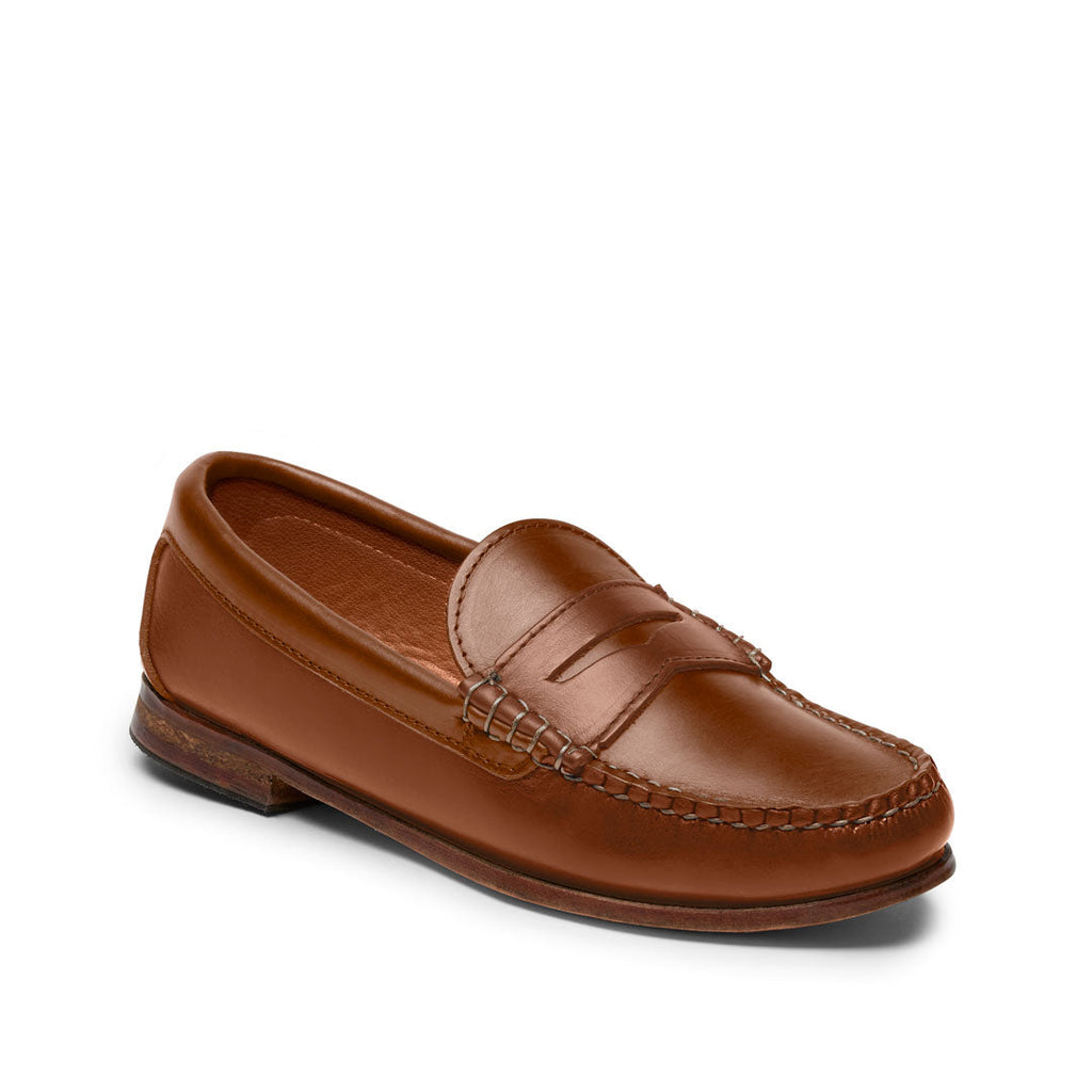 Women’s Penny Loafer, Made to Order, moccasin construction, siped sole, multiple leather, saddle and lining options. Quoddy